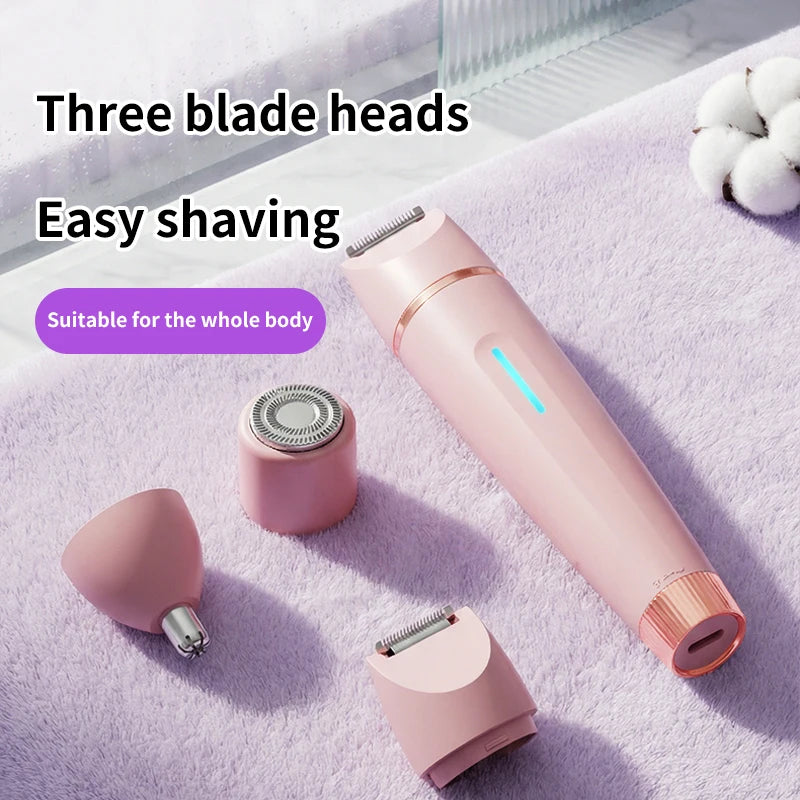 3-in-1 Electric Lady Shaver Waterproof Bikini Trimmer Rechargeable