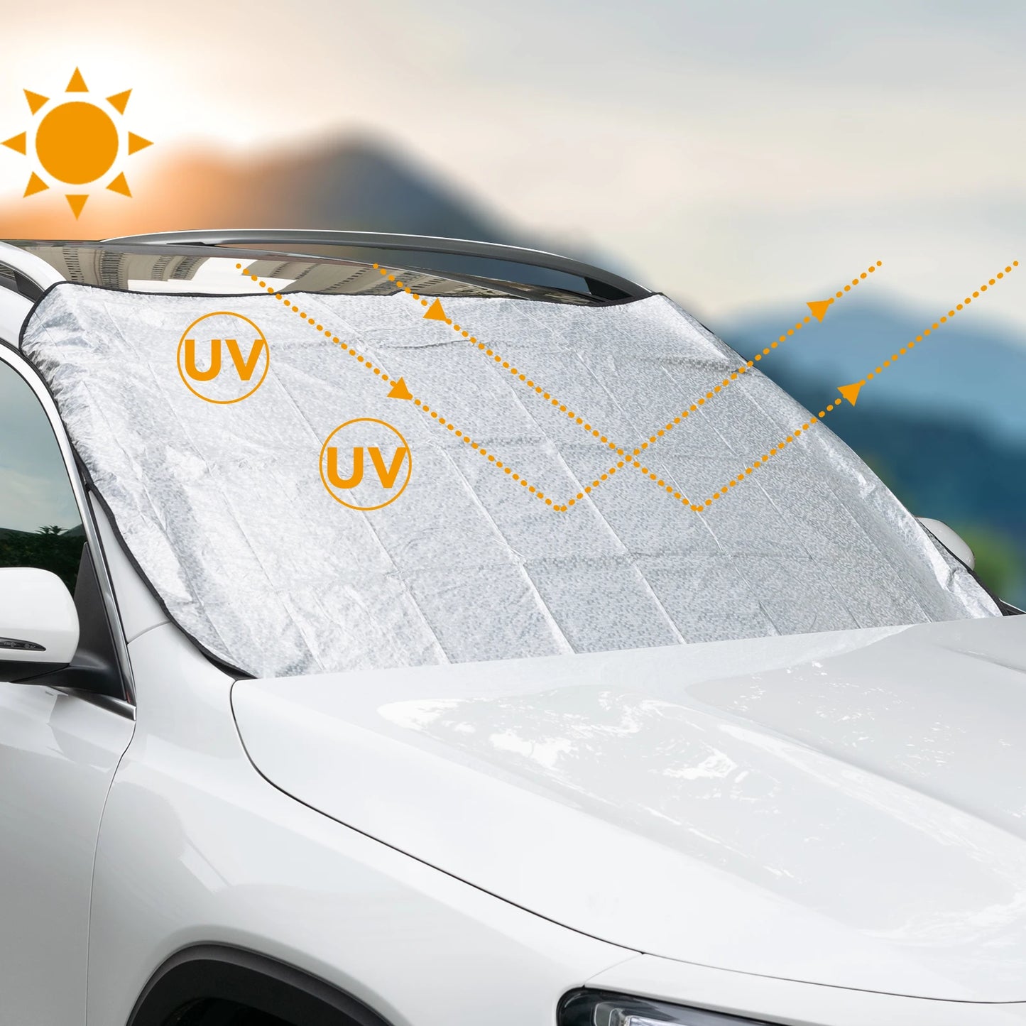 Winter Car Windscreen Cover - Anti-Snow, Frost, Ice, Sun & Dust Protector Mat