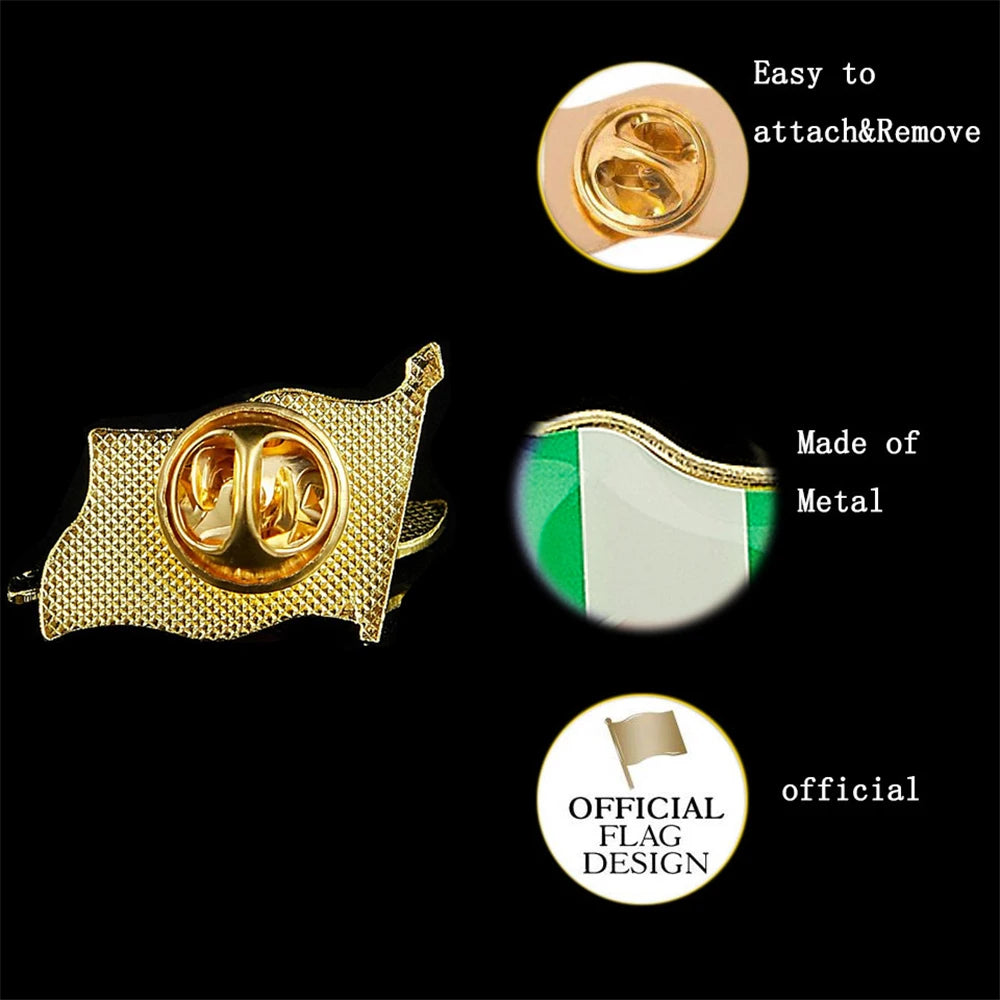 Nigeria Flag Metal Lapel Pin - Multicolour Patriotic Pin for Clothing