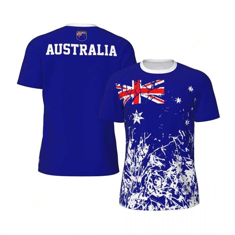 Australia Flag 3D Football T-Shirt – Men’s Quick-Dry Summer Sports Tee