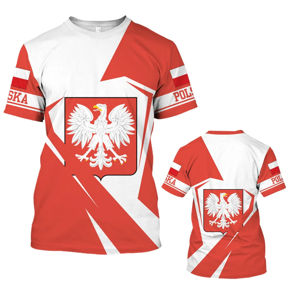 Men’s Poland Flag T-Shirt - Short Sleeve Summer Streetwear Oversized Top