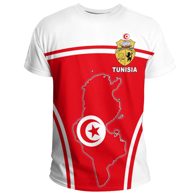 Tunisia Flag 3D T-Shirt – National Emblem Unisex Sports Streetwear Tee