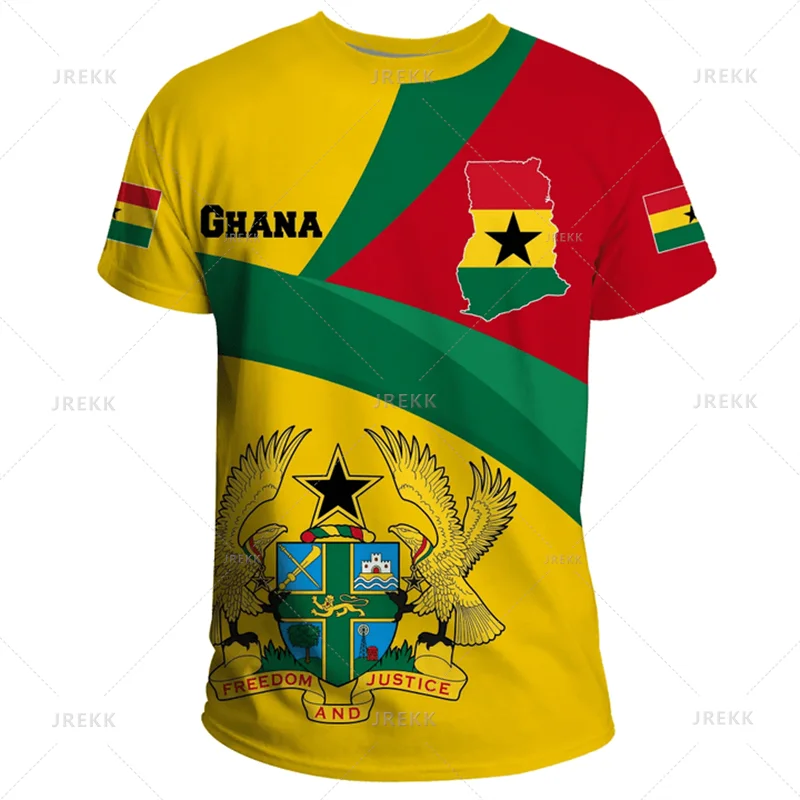 Ghana 3D Print Independence Day T-Shirt - National Map & Flag Emblem Graphic