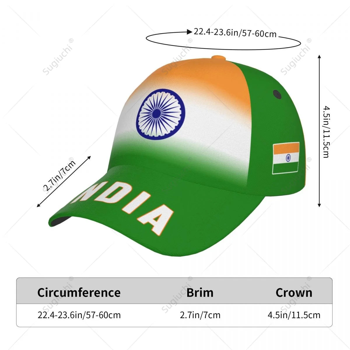 India Flag Gradient Baseball Cap - Unisex 3D Printed Sports Hat for Outdoor Fans