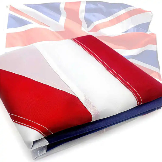 Stitched UK Flag Banner 90×150cm - British Union Jack with Brass Grommets for Decoration & Sport