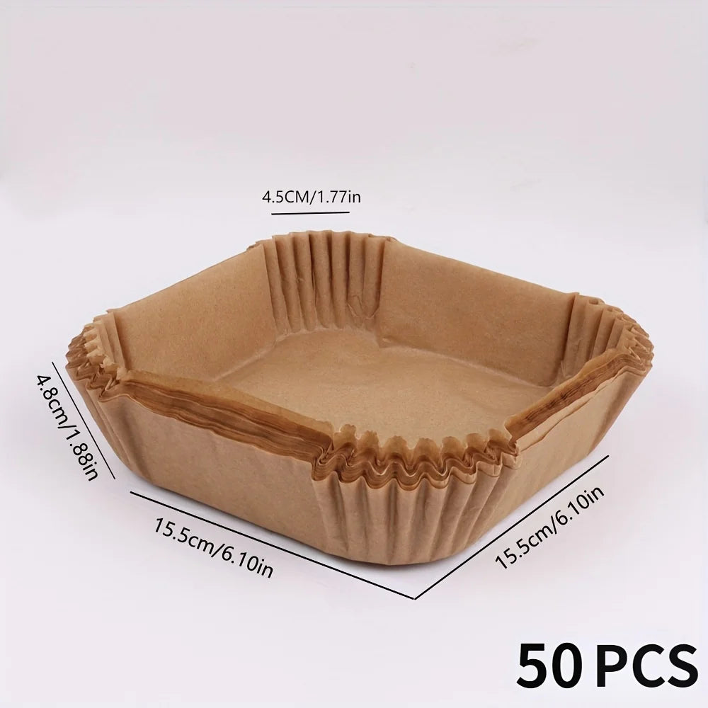 50pcs Air Fryer Non Stick Baking Paper Liners Disposable Cooking Sheets