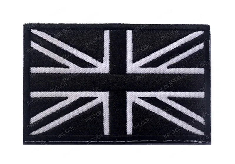 UK British Flag Embroidered Patch Hook Loop Reflective Badge Applique