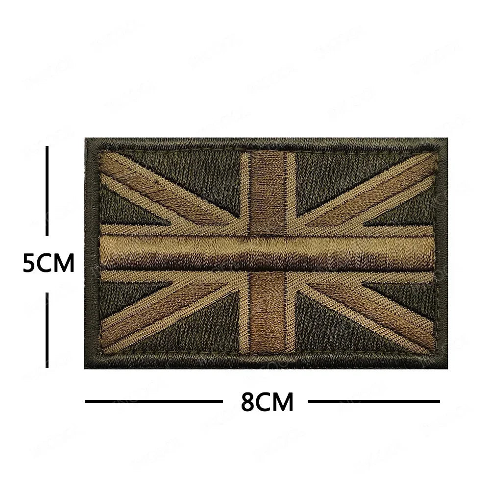 UK British Flag Embroidered Patch Hook Loop Reflective Badge Applique