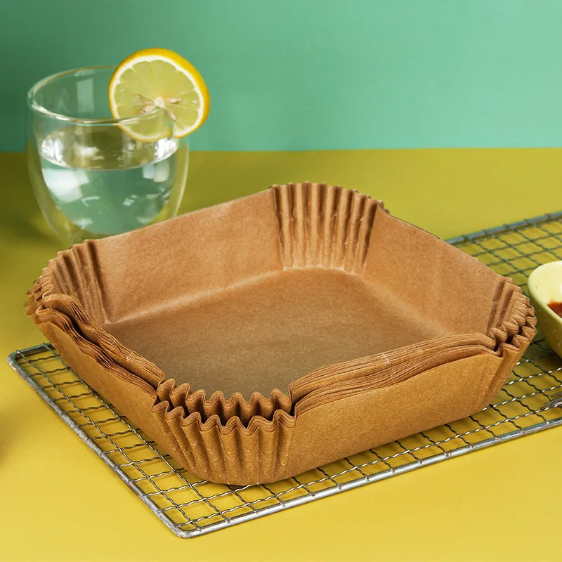 50pcs Air Fryer Disposable Non Stick Oil Absorbing Baking Paper Liners