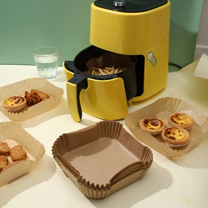 50pcs Air Fryer Disposable Non Stick Oil Absorbing Baking Paper Liners