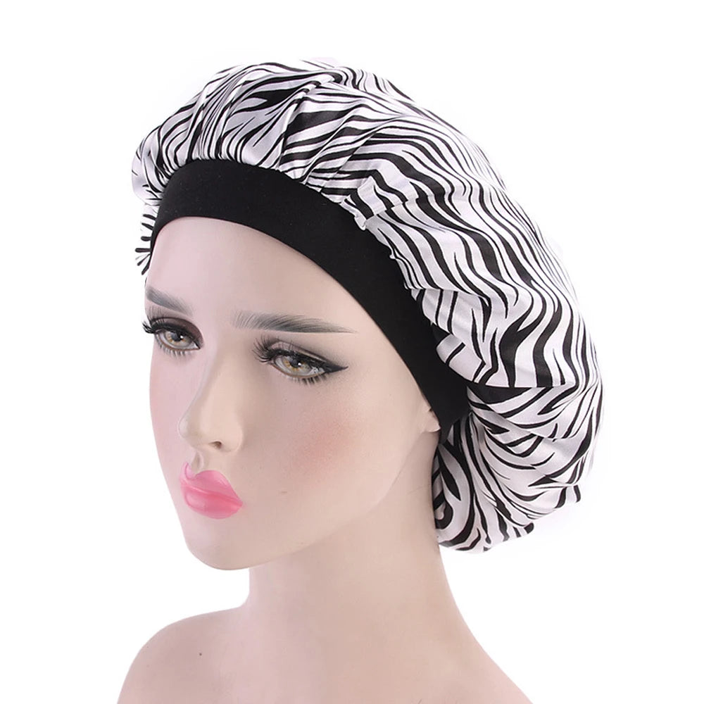 Soft Satin Sleep Hat for Women – Elastic Wide Band Night Bonnet Hair Loss & Chemo Care Cap