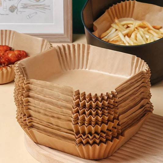 50pcs Air Fryer Non Stick Baking Paper Liners Disposable Cooking Sheets