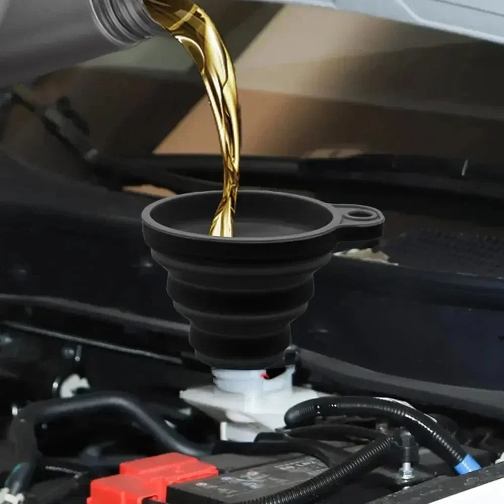 Collapsible Silicone Car Funnel Heat Resistant Foldable Oil Liquid Tool