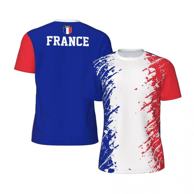 France Flag T-Shirt – Men & Kids 3D Printed Football Summer Sports Tee