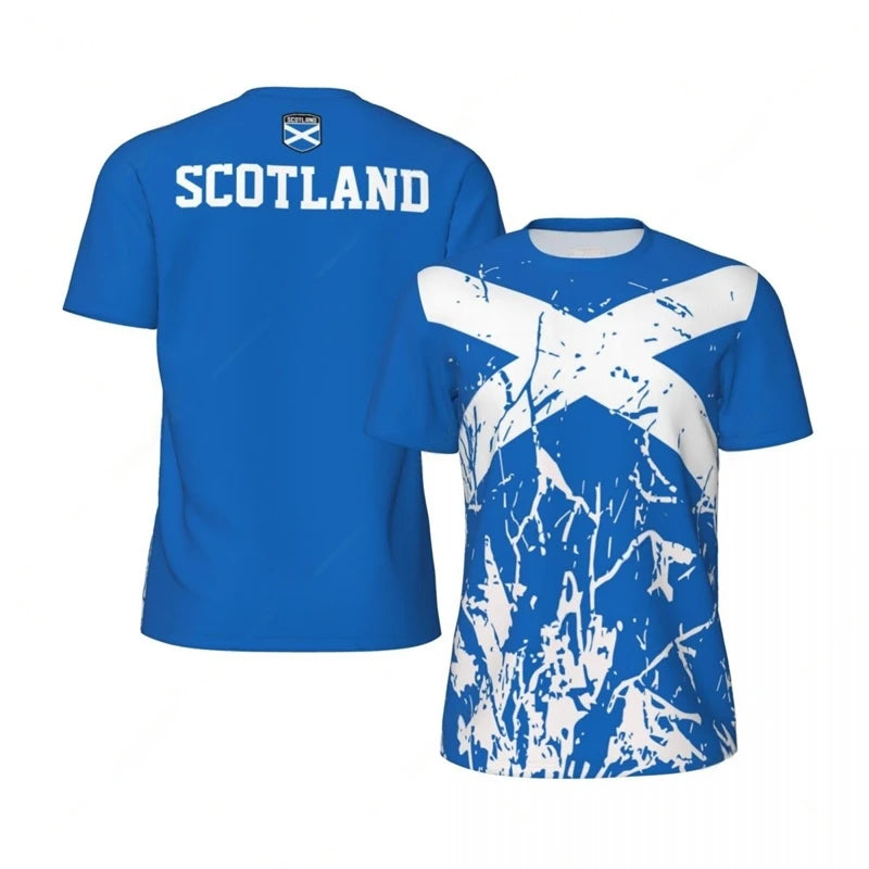 Scotland Flag Graphic Football T-Shirt - Men’s 3D Printed National Emblem Sports Tee