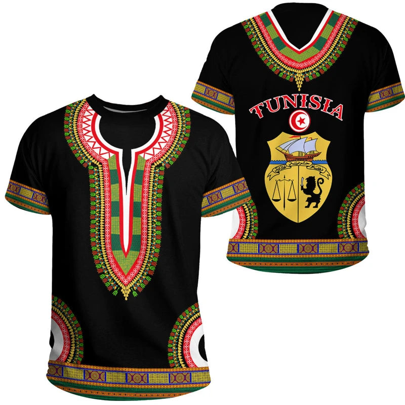 Tunisia Flag 3D T-Shirt – National Emblem Unisex Sports Streetwear Tee