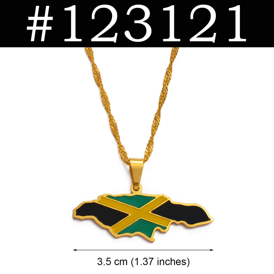 Anniyo Colorful Flags Pendant Necklace – Nigeria, Ghana, Jamaica, Guyana Map