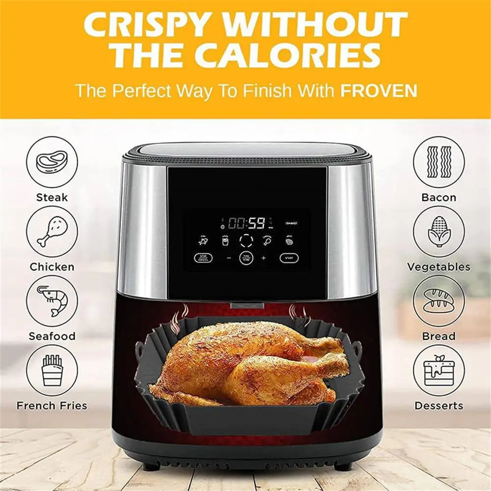 Reusable Silicone Air Fryer Liner Square Non Stick Air fryer Basket Pad