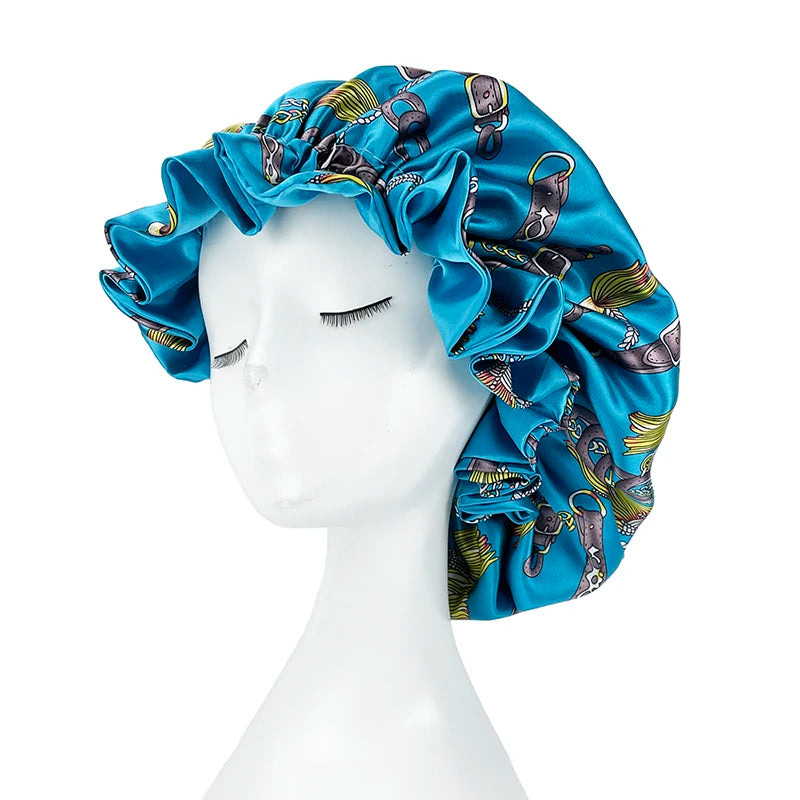 Double Layer Satin Bonnet – Large Reversible Silky Sleep Cap for Women Hair Protection