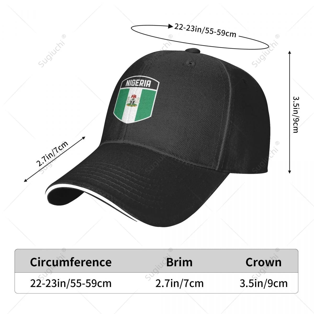 Nigeria Flag Shield Baseball Cap Adjustable Sports Casual Hat