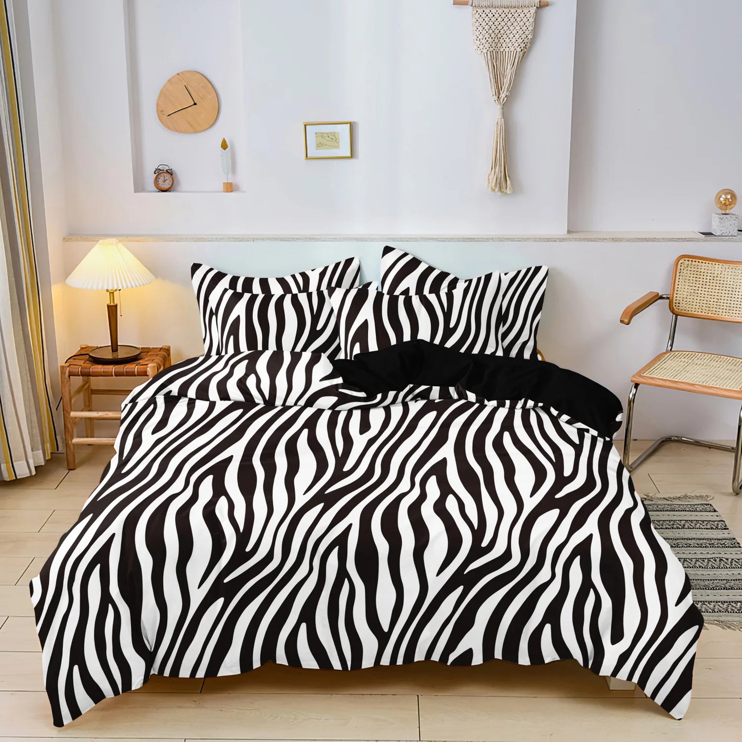 Rose Red Leopard Zebra Duvet Cover Set 3pcs Printed Bedding Set