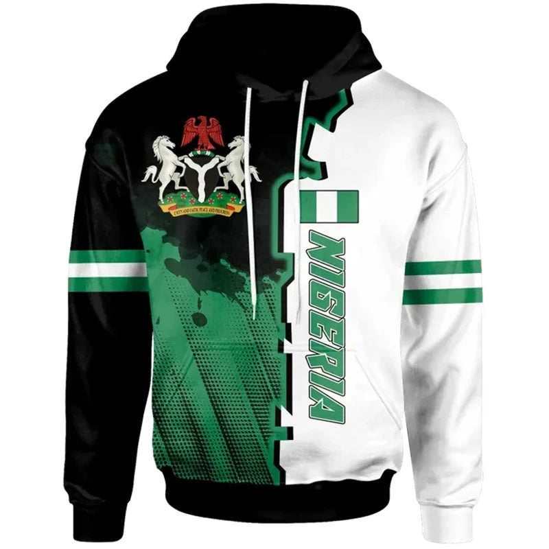Nigeria Flag Map Hoodie 3D Print Unisex Casual Streetwear Pullover