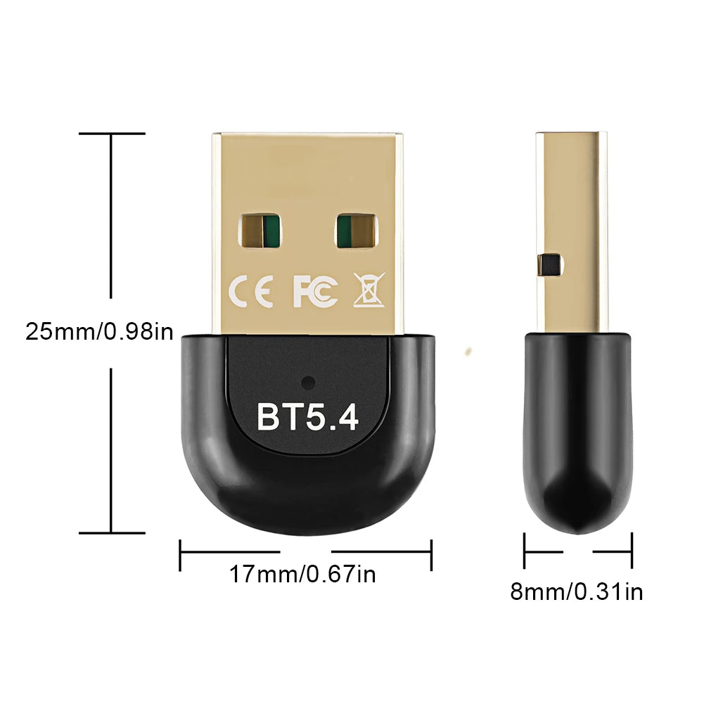 USB Bluetooth 5.4 Adapter for PC – Wireless Mouse, Keyboard & Audio