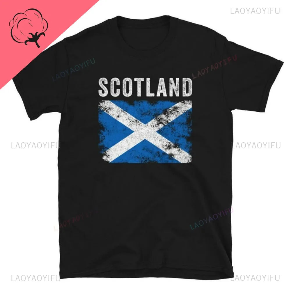 Scotland Flag Cotton T-Shirt - Patriotic Nostalgic Graphic Tee for Travel, Football & Leisure
