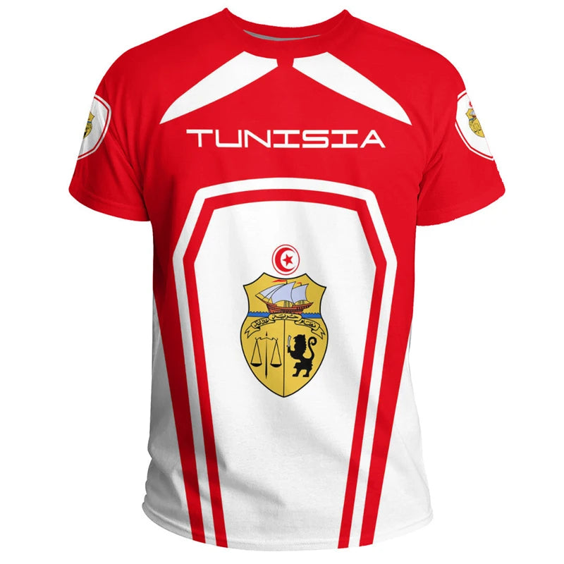 Tunisia Flag 3D T-Shirt – National Emblem Unisex Sports Streetwear Tee