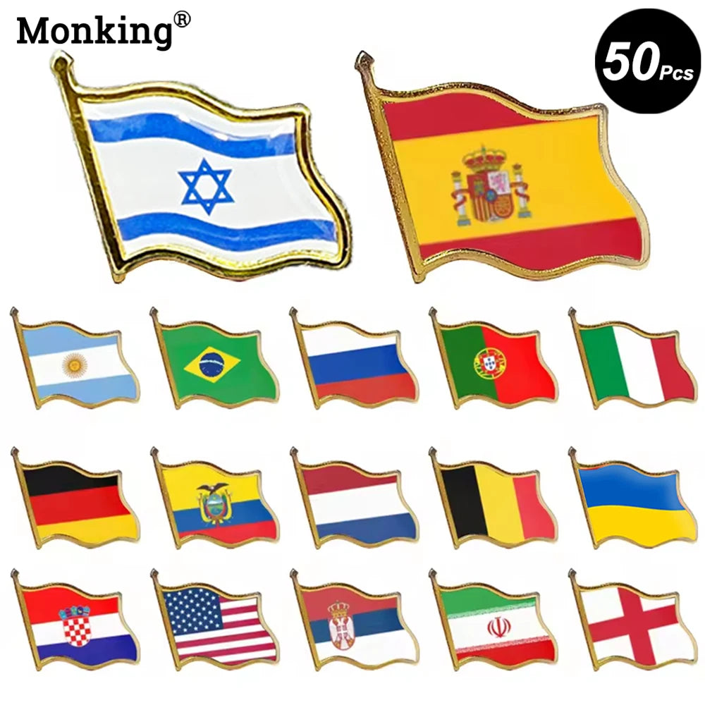 Patriotic Flag Brooch Pins Set Metal Lapel Badge Bulk Gift Jewelry