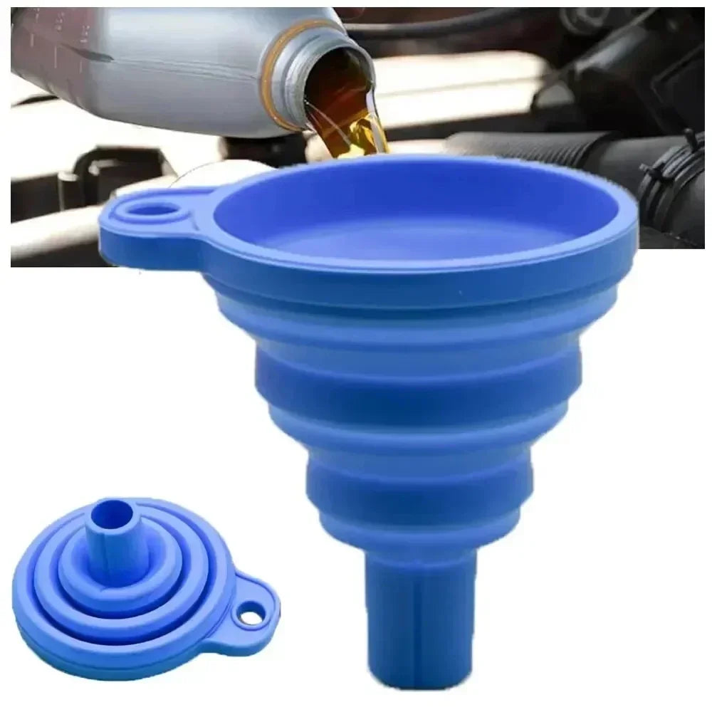 Collapsible Silicone Car Funnel Heat Resistant Foldable Oil Liquid Tool