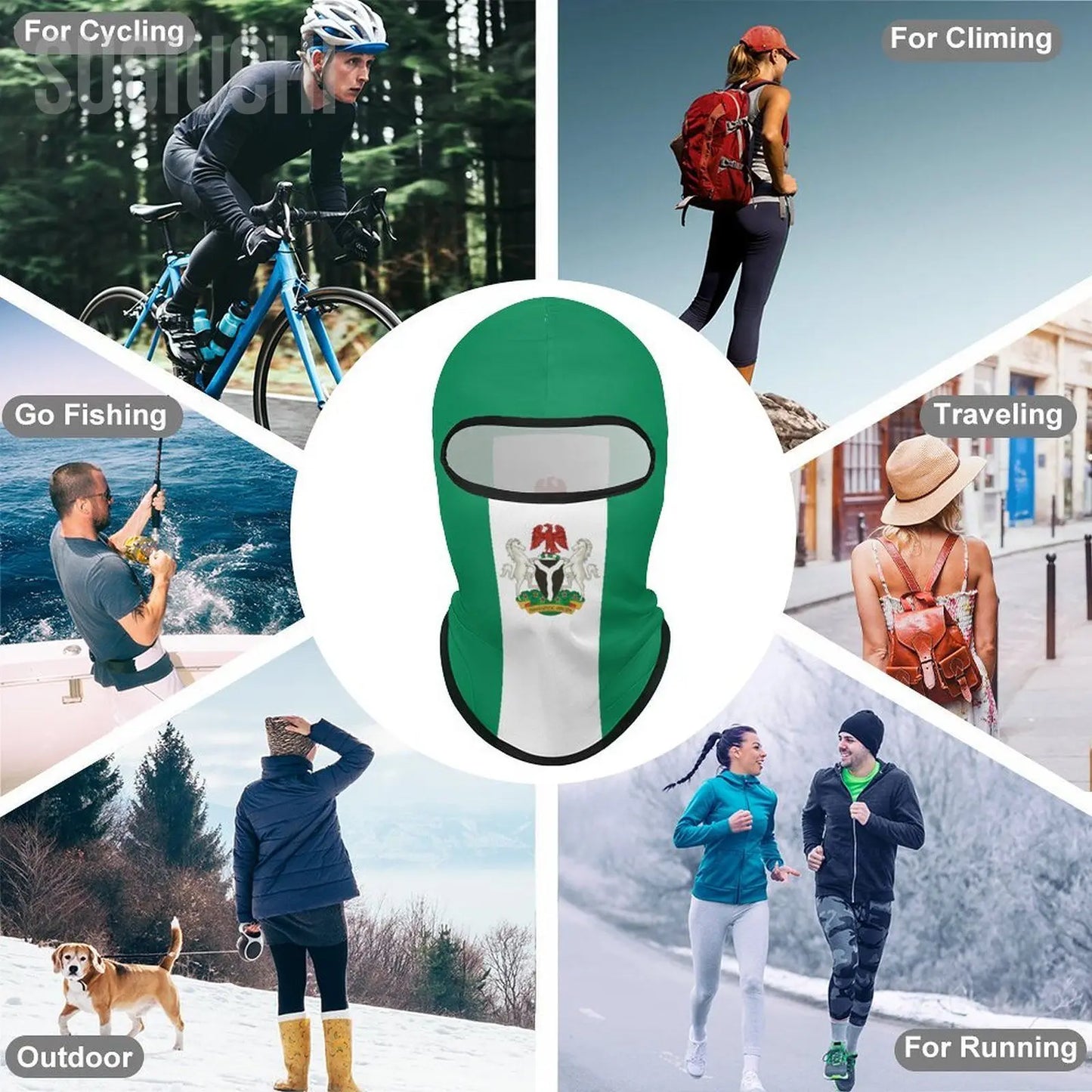 Sugiuchi Nigeria Flag Face Mask Windproof Cycling Balaclava UV Cap
