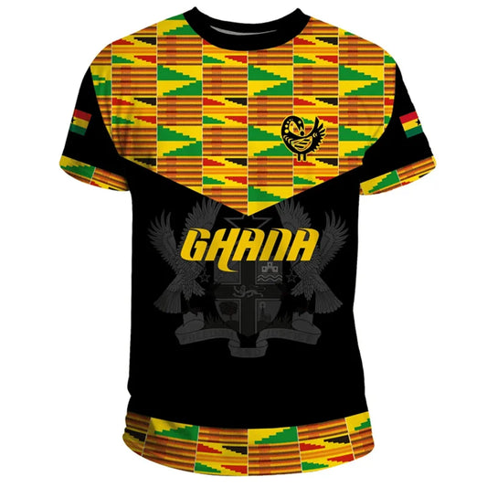 Ghana 3D Print Independence Day T-Shirt - National Map & Flag Emblem Graphic