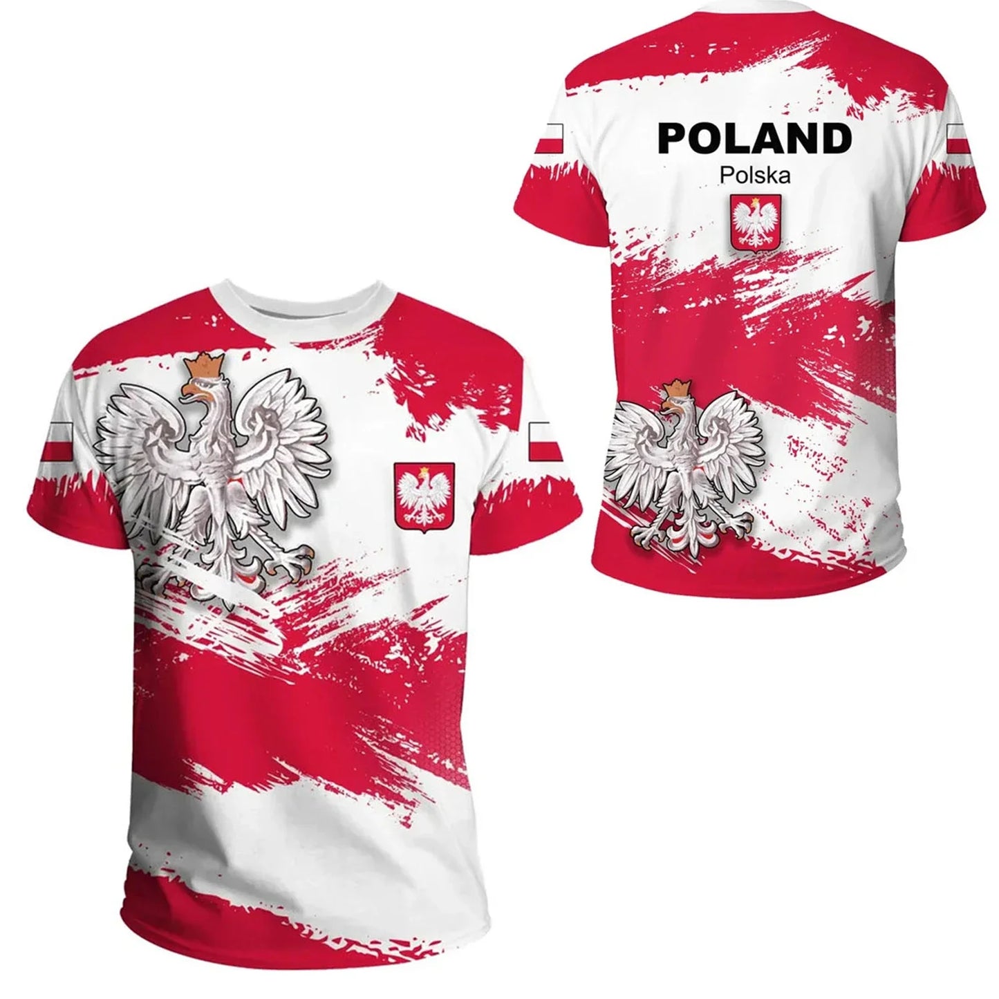 Polish National Emblem Flag T-Shirt - Oversized O-Neck Streetwear Tee