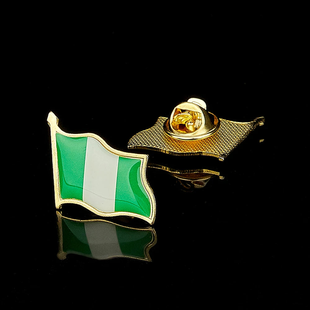 Nigeria Flag Metal Lapel Pin - Multicolour Patriotic Pin for Clothing