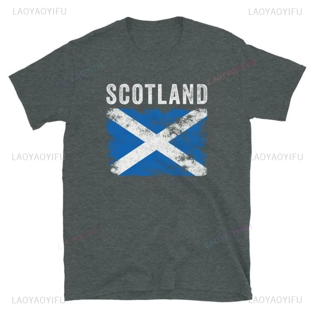 Scotland Flag Cotton T-Shirt - Patriotic Nostalgic Graphic Tee for Travel, Football & Leisure