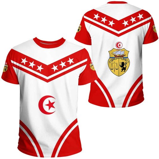 Tunisia Flag 3D T-Shirt – National Emblem Unisex Sports Streetwear Tee