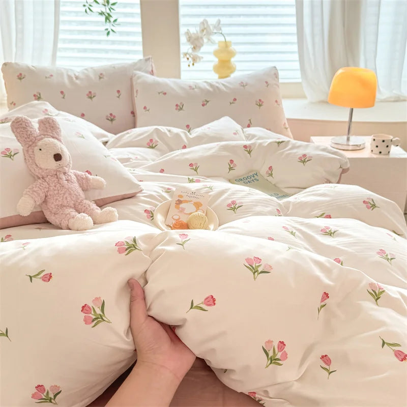 Bonenjoy Floral Duvet Cover Set 3pcs Soft Polyester Bedding Set