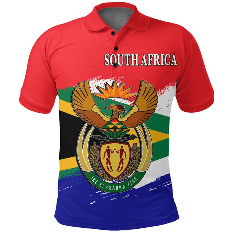 South Africa Map Flag 3D Polo Shirt – Men’s Springbok Sport Jersey Top