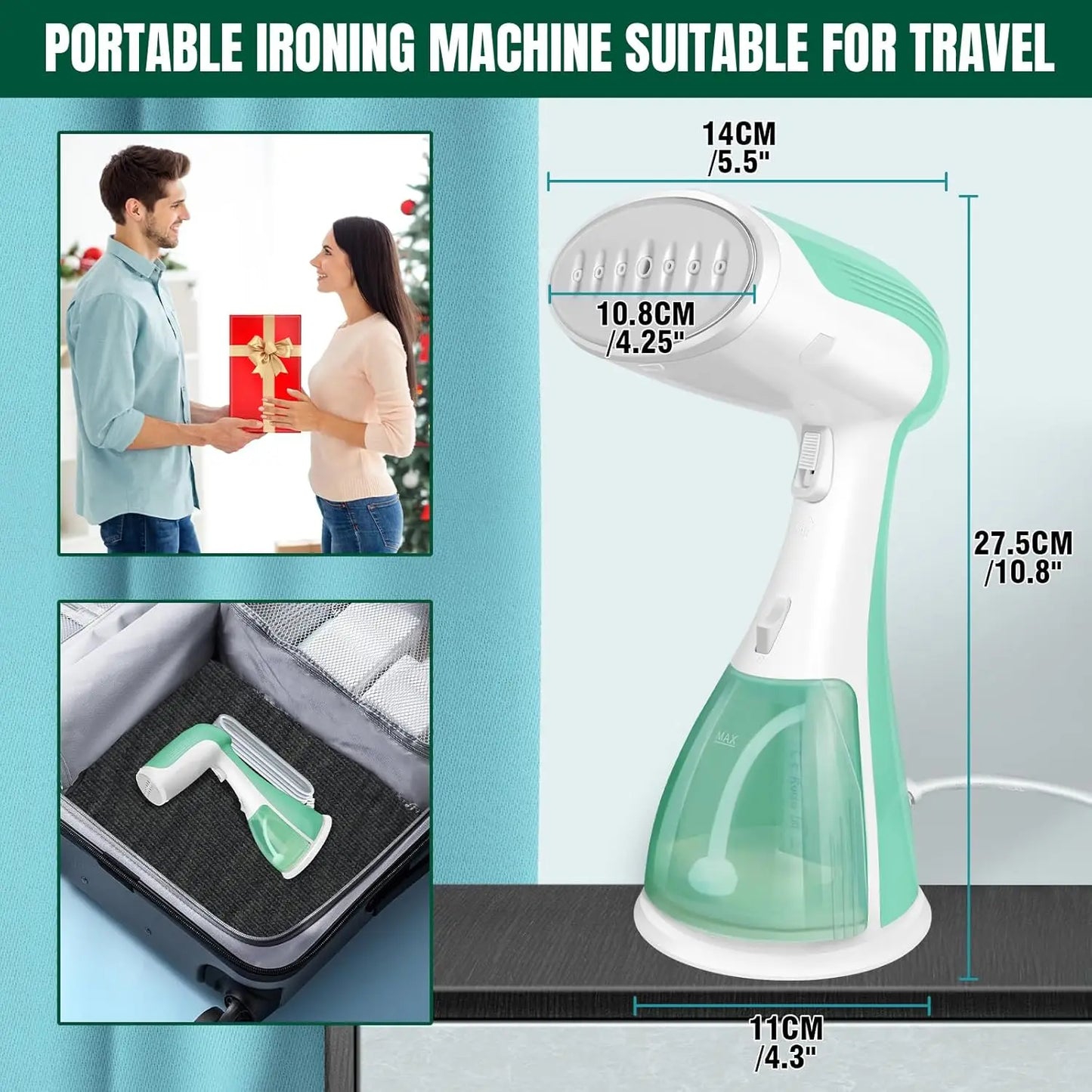 1500W Handheld Clothes Steamer with 300ML Tank & 30s Fast Heat-Up
