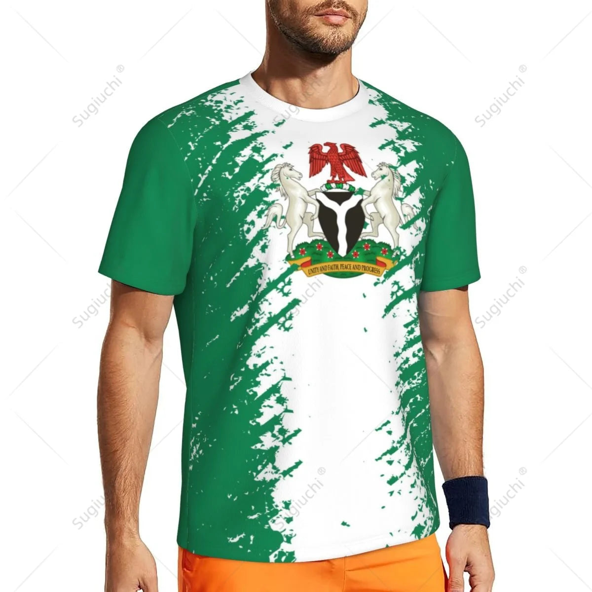 Sugiuchi Nigeria Flag 3D Sports Jersey Quick Dry Mesh T-Shirt Men