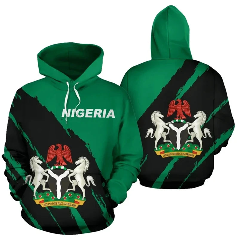 Nigeria Flag Map Hoodie 3D Print Unisex Casual Streetwear Pullover