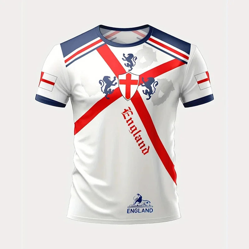 England Flag 3D Print Football T-Shirt - Men’s & Children’s Summer Casual Sports Tee