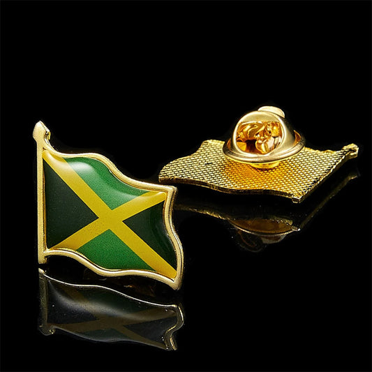 Jamaica Flag Safety Pin Brooch - Unisex Badge for Clothes, Bags, Hats & Scarves