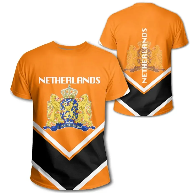 Netherlands Flag T-Shirt – Men’s 3D Printed Orange Oversized Tee
