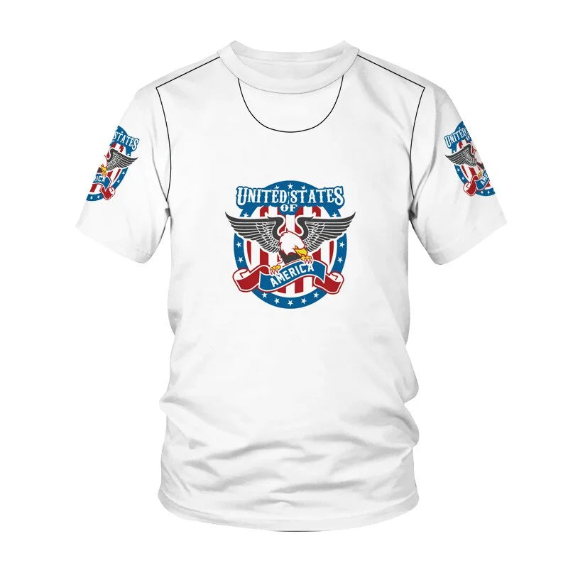 Men’s 3D Patriotic Flag T-Shirt – Casual Summer Short Sleeve Sports & Travel Street Tee