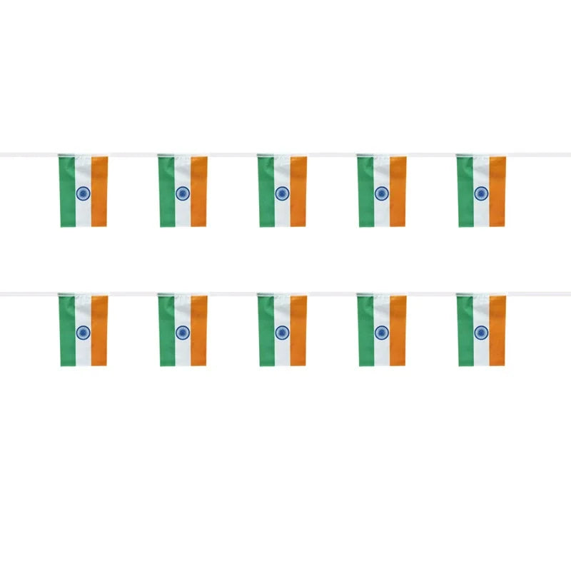 India Bunting Flags 20pcs – 14x21cm Pennant String Banner for Party & Holiday