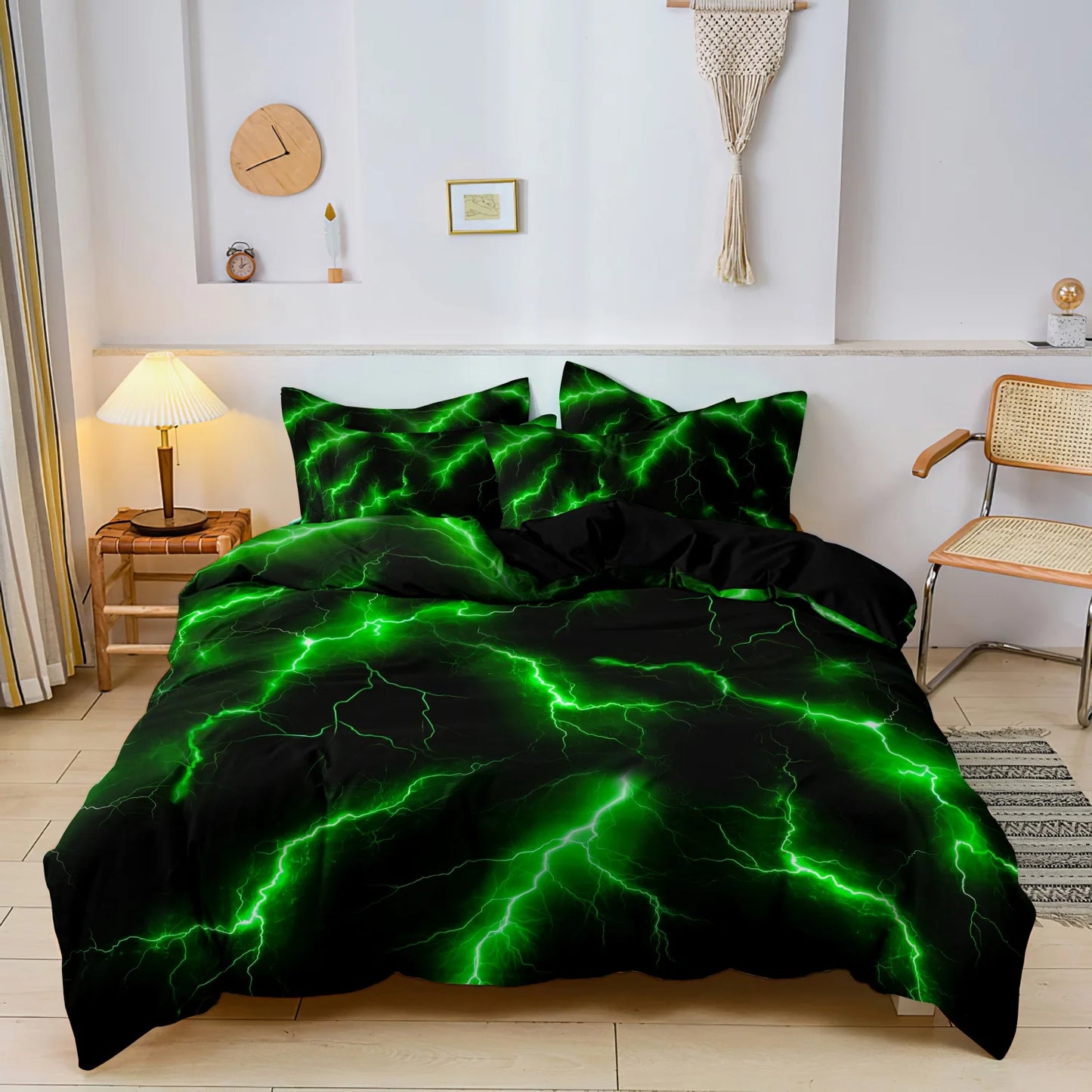 Lightning Thunder Duvet Cover Set 3pcs Soft Polyester Bedding Queen King
