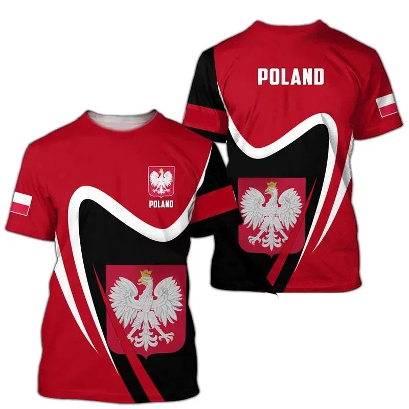 Polish Flag 3D Printed T-Shirt - Oversized Streetwear Tee for Men & Women