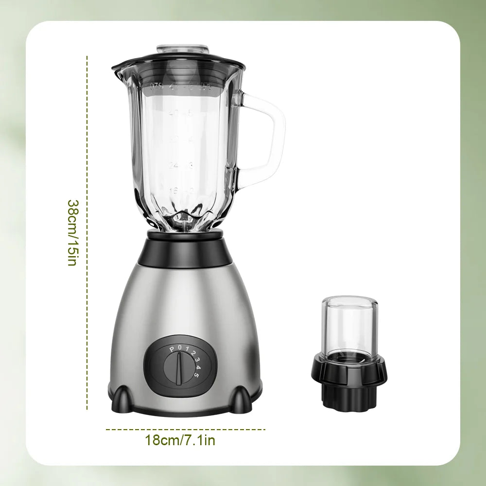 300W Multifunction Blender - 5-Speed Smoothie & Food Processor with Glass Jar